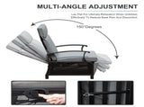 Adjustable Patio Recliner Chair Metal Outdoor Lounge Chair with Flip Table Push Back, Adjustable W1859P196387