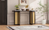 TREXM Farmhouse Rattan Console Entryway, Narrow Console with Storage, Hallway N715P245743P