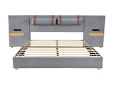 Queen Upholstered Platform Bed, Two Outlets and USB Charging Ports on Both Sides, Two Bedside WF324746AAE