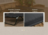Black Set of 2 Outdoor Lounge Chairs Reclining Back, Steel Frame with Side Pocket for Poolside 12150386