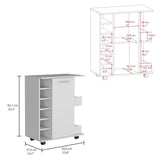 Lothian Bar Cart with Casters, 2-Side Storage Shelves and 6-Wine Bottle Rack B200P188869