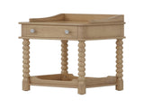 Retro Style Nightstand with Drawer and Open Shelf for Bedroom, Bedside Table with Turned Legs and N733P206240M