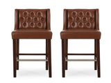 30.5 Inch Seat Height Bar Stool, Light Brown PU Upholstery with Back & Metal Footrest, Counter Stool N780P366612G