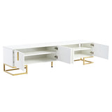 ZNTS ON-TREND Modern TV Stand Metal Legs and Gold Handles for TVs Up to 80'', Media Console Table WF325614AAK