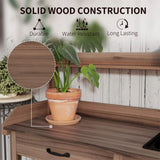 Brown Potting Bench Table, Outdoor Garden Table with Removable Sink and Faucet 41470248