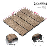 Patio Floor Tiles Pack of 22 WPC Wood-Plastic Composite Patio Deck Tiles DIY Interlocking Decking W206P201290