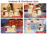 3Pcs Christmas Snowman Family Light Up Decor, 2D Plush Snowmen Set with 8 Light Modes, Battery 80911903