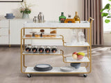 6-Tier Bar Cart, Slide Bar Serving Cart, Retro Style Wine Cart for Kitchen, Beverage Cart with Wine W2167P203896