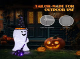 4 ft Lighted Pop-Up Ghost Halloween Decoration with Witch Hat, Broom and 135 White and Purple LEDs, 95655989