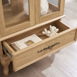 Curio Cabinet Lighted Glass Cabinet Glass Wine Cabinet Curio Display Cabinet with Adjustable Glass W2275P199814