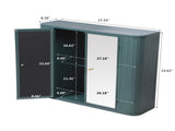Army Green Wall-Mounted Bathroom Cabinet with Mirror, 2 Mirrored Doors & Open Shelf, Farmhouse Metal W3122P272875
