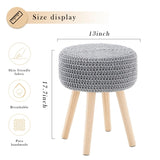 Round Ottoman Multifunctional Cotton Knitted Vanity Stool Footrest Stool for Living Room Entryway 32347935