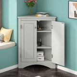 ZNTS Grey Triangle Bathroom Storage Cabinet with Adjustable Shelves, Freestanding Floor Cabinet for Home WF291467AAE