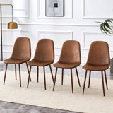 Set of 4 Suede Backrest and Walnut Color Transfer Legs Chairs - Adding a touch of elegance to W3226P279070