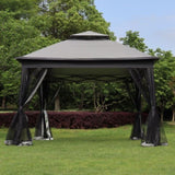 ZNTS Outdoor 11x 11Ft Pop Up Gazebo Canopy With Removable Zipper Netting,2-Tier Soft Top Event W419P168166