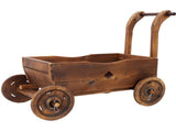 Wooden Wagon Box, Mobile Garden with 4 Wheels, Handle, Drain Hole, Decorative Flower 32362630