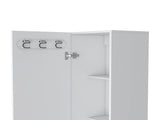 Storage Cabinet 71" H, Four Internal Shelves, Three Broom Hangers, White B097133209