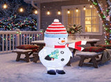 4.7FT Chubby Snowman Christmas Decoration with Striped Hat, Cloth-Covered Fleece Fabric, 120 24079351