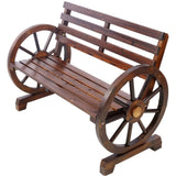 ZNTS 2-Person Wooden Wagon Wheel Bench for Backyard, Patio, Porch, Garden, Outdoor Lounge Furniture W465P222613