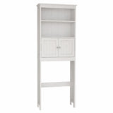 ZNTS Over The Toilet Rack 2 -Tier Toilet Bathroom Spacesaver Storage Shelf with 2 Doors Wood Storage W112049945