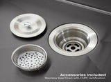 Kitchen Sink, 33x22 Single Bowl, Overmount Handmade Sink in Black, with US Standard Drain and 29507246