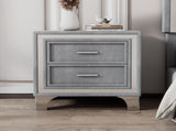 2-Drawer Nightstand with Metal Legs for Bedroom, Mid Century Nightstand Fully Assembled Except Legs N733P183659E