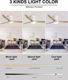 52 Inch Indoor Flush Mount Ceiling Fan with LED Light and Remote Control W934P152310