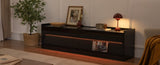 Mirod Modern TV Stand with Ample Storage,4 Drawer Design with Tempered Glass ,Built-in Charging N760P255436B
