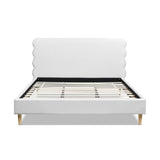 Stockholm Modern Wavy Headboard Platform Bed, King, Antique White Polyester B2719P238206