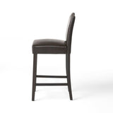 Barstools Set of 2, Counter Height Upholstered Bar Stools for Kitchen Island, Dark Brown Rubberwood N779P254675B