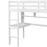 ZNTS Twin Size Loft Bed with desk and shelves, Safety Guardrail and ladder,White W504P181854