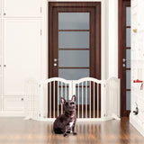 27.6" Height Tall Freestanding Pet Gate, 4 Panels Foldable Dog Gate, Solid Wood Folding Safety Fence W808P255672
