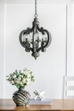 Farmhouse Chandelier, 6-Light Wood Chandelier Pendant Light Fixture with Adjustable Chain for Dining W2078137920