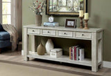 ZNTS Sofa Table Antique White Rustic Solid wood Storage Table Open Shelf Bottom Living Room 1pc Side B01143443