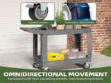 Heavy-Duty Plastic Utility Cart - 550lbs Capacity, 2-Tier Rolling Storage Organizer with Deep 82096551