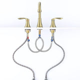 2-Handle 8 inch Widespread Bathroom Sink Faucet Brushed Gold Lavatory Faucet 3 Hole 360&deg Swivel T3177P277513