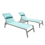 Patio Chaise Lounge Set of 3, Aluminum Pool Lounge Chairs with Side Table, Outdoor Adjustable W1859P172267