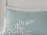 Oversized Cotton Jacquard Comforter Set Aqua Queen B03595756