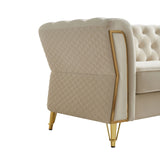 Modern Tufted Velvet Sofa 87.4 inch for Living Room Beige Color W579P329996