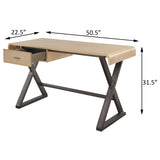 Gold Aluminum and Grey Writing Desk with X Shape Metal Base B062P184563