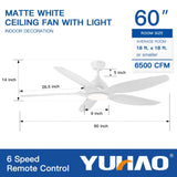 ZNTS Modern 60 In Intergrated LED Ceiling Fan Lighting with White ABS Blade W136755954