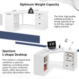 57.68" Modern L Shaped Executive Desk with 2 Storage Cabinets and 3 Drawers,Corner Writing 84716179