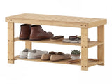 27-In Bamboo Shoe Rack & Bench, 3-Tier 280 lb Capacity Storage Organizer for Entryway, Living Room, 72622261