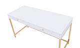 Ottey White High Gloss & Gold Finish Vanity Desk B2726P315732