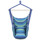 Distinctive Cotton Canvas Hanging Rope Chair with Pillows Blue 14232783