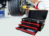 20'' Portable 3-Drawer Steel Toolbox, 4 Layers of Tools with Metal Latches, with Top Storage Tray W110255889