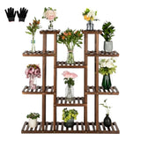 ZNTS 6-Story 11-Seat Indoor And Outdoor Multifunctional Carbonized Wood Plant Stand 62601647