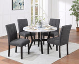 ZNTS ACME Kusa 5PC Pack Dining Set, Engineering Stone Top & Black Finish DN02014