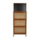 Rattan Shoe Cabinet for Entryway, Free Standing Shoe Rack with 3 Flip Drawers & Black Pegboard, W1801P172870