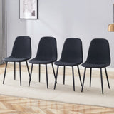 Luxury Simple Chair - Set of 4 BLACK Linen-Cotton Material High Resilience Dining Chair with Metal W1151P262623